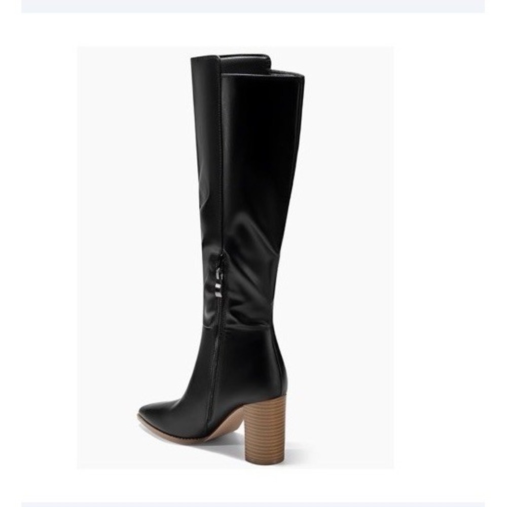 Juliet Joly Knee High Boots Women's Size 9 Black Block Heel Wide Calf Zip
